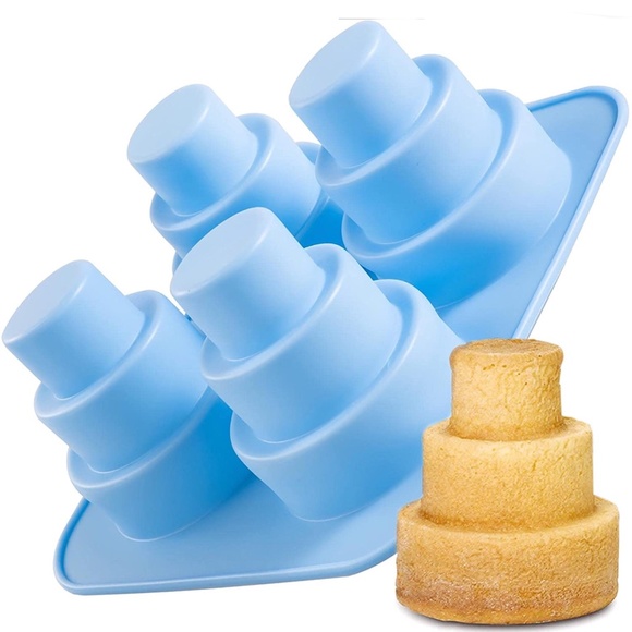 Silicone Bakeware 4 Cavity 3 Tiered Cake Mold Makes 4 Mini 3 Tiered Cakes NEW - Picture 1 of 6